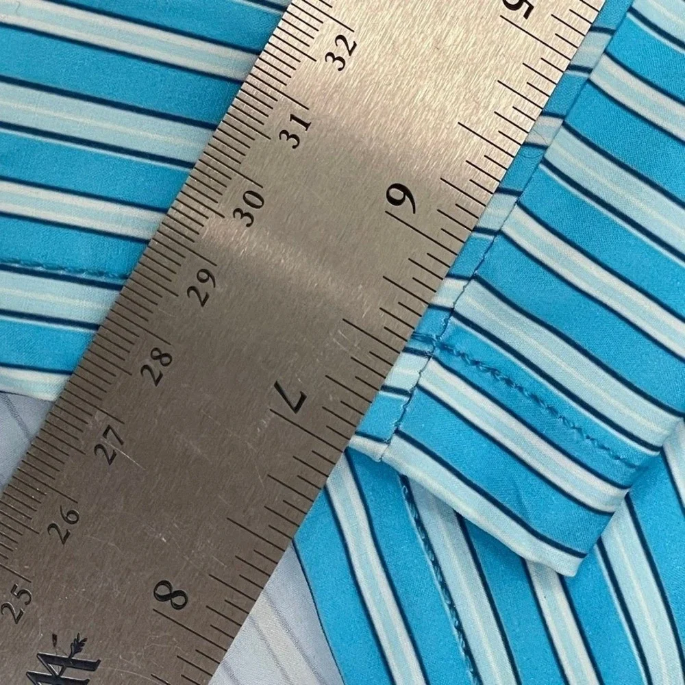 Lands End Mens‎ Swim Trunks Shorts Blue Stripe XXL Elastic Waist Pockets